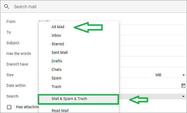 Retrieve deleted emails Gmails using Mail&Spam&Trash Option.