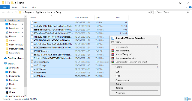 How to delete unnecessary files on windows 10 PC