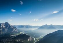 Top Famous attractions of Nova Scotia Landscape view of the fields and mountains of Banff National Park, Alberta, Canada